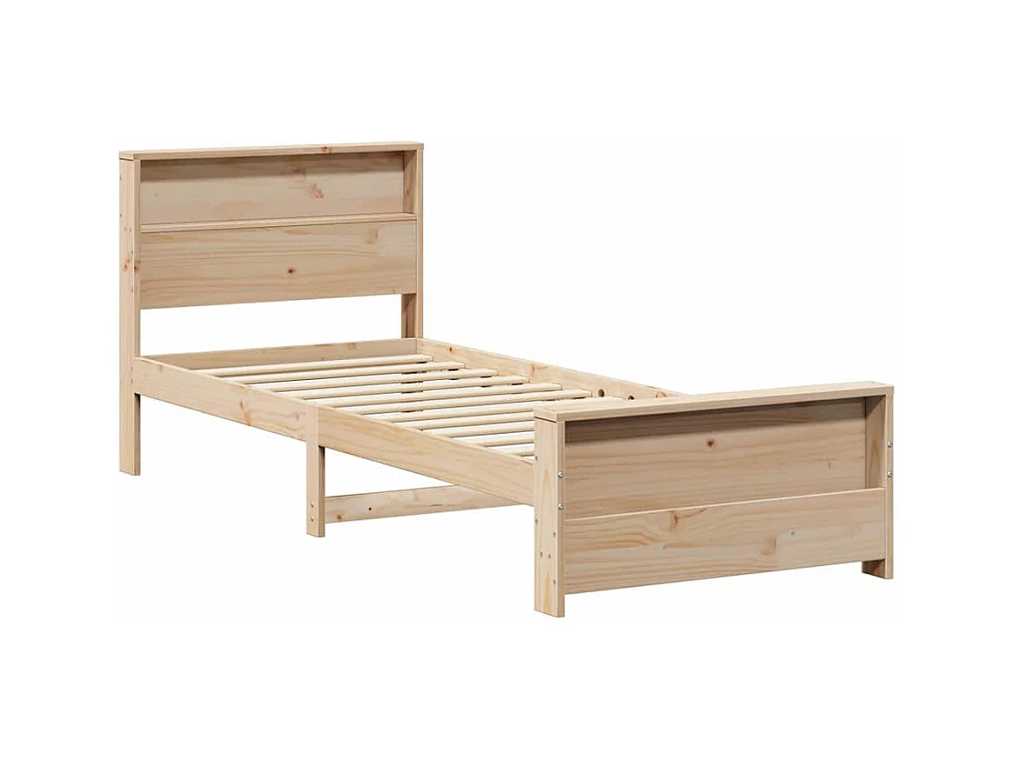 Bruin bedframe 90 x 190 cm massief grenenhout