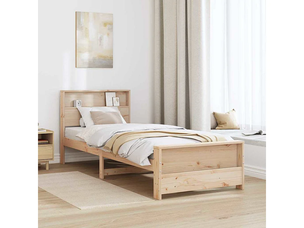 Estructura de cama marrón 90 x 190 cm madera maciza de pino