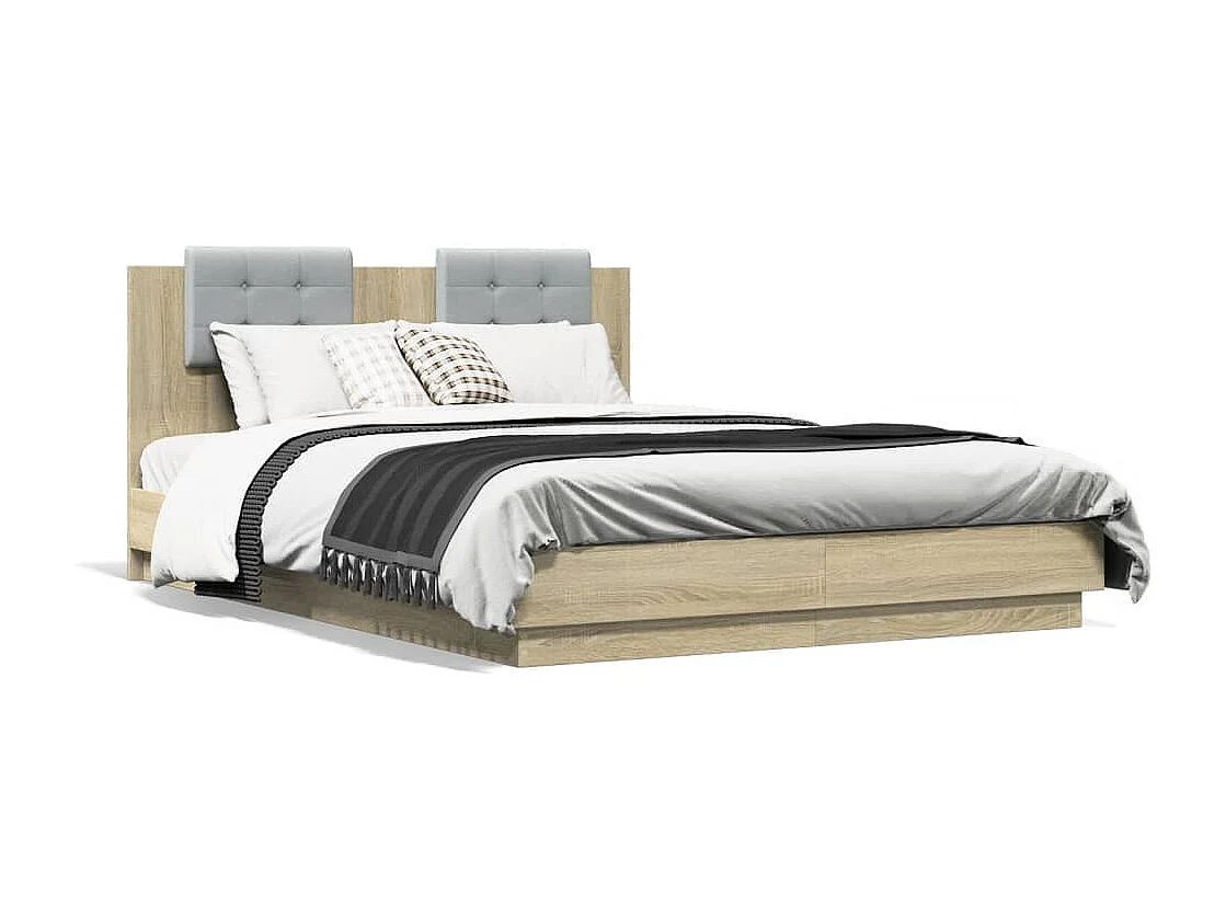 Estructura de cama sin colchón roble Sonoma 140x200 cm