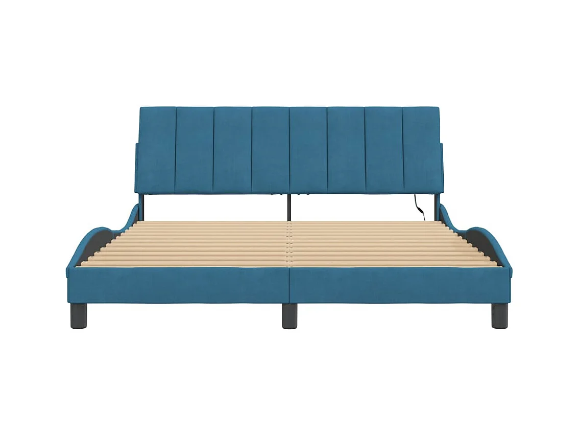 Bettgestell mit LED ohne Matratze blau 160x200 cm Samt