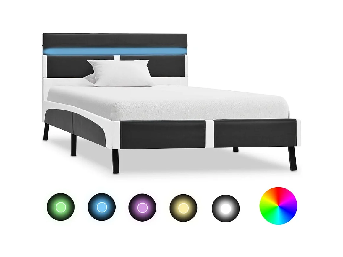 Cadre de lit avec LED sans matelas gris similicuir 90x200 cm