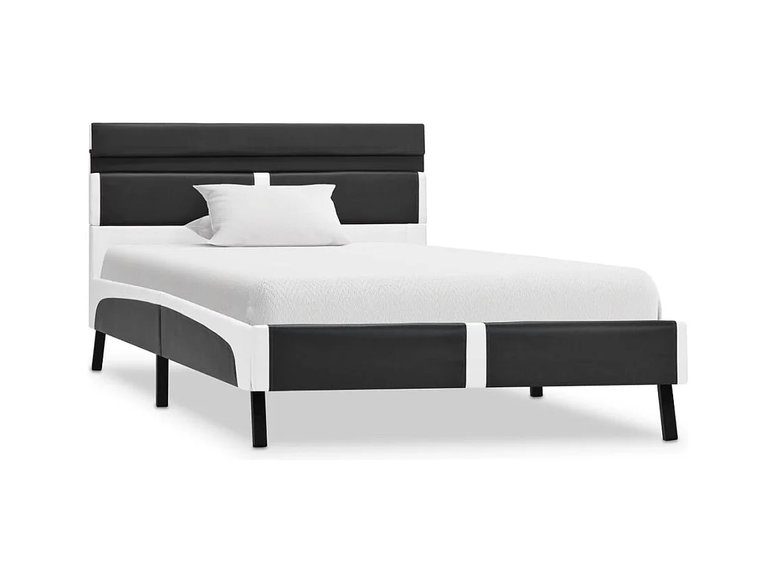 Cadre de lit avec LED sans matelas gris similicuir 90x200 cm