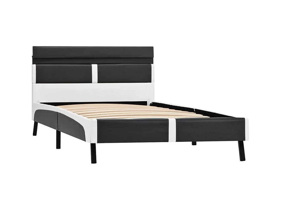 Cadre de lit avec LED sans matelas gris similicuir 90x200 cm