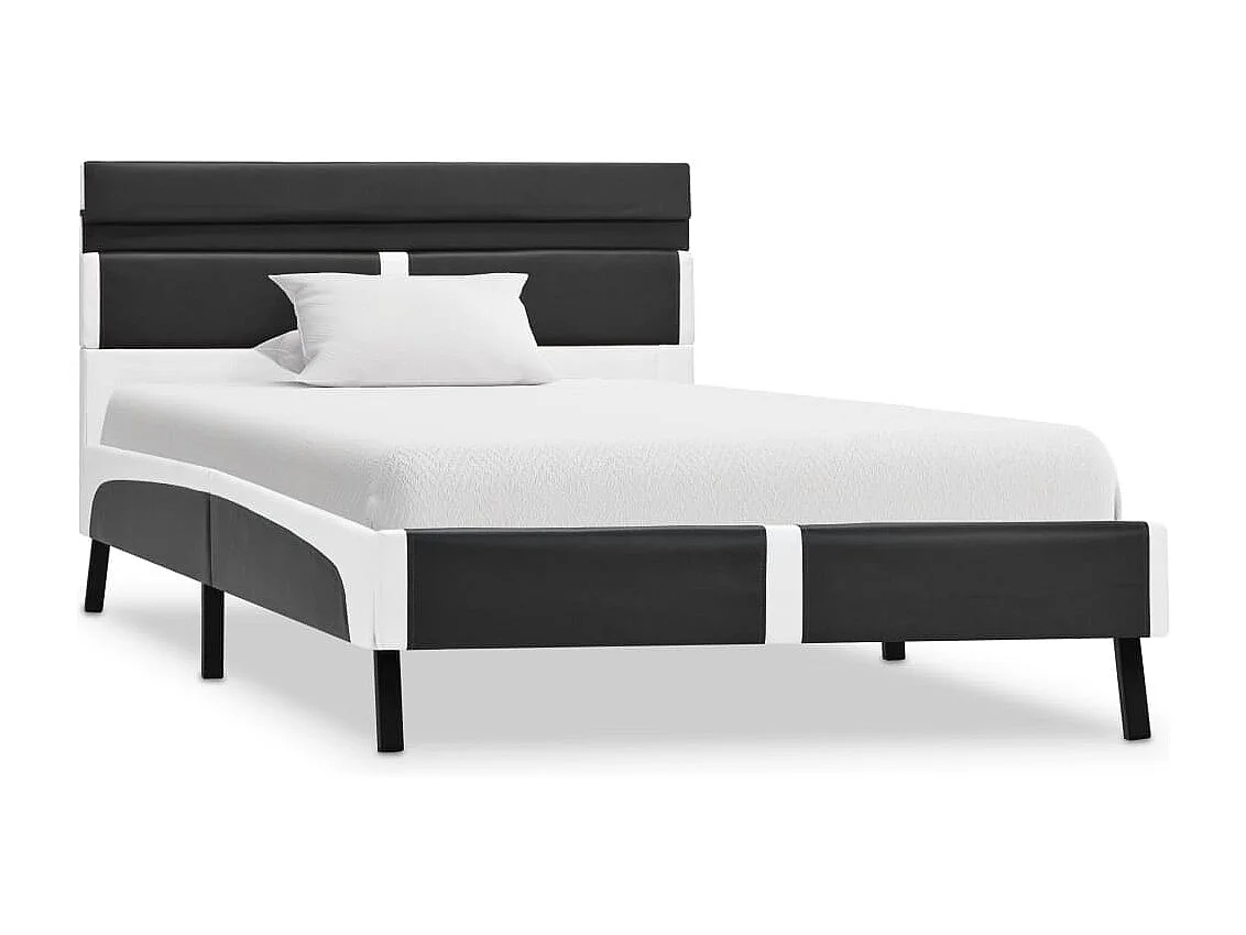 Cadre de lit avec LED sans matelas gris similicuir 90x200 cm