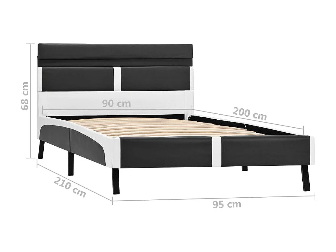 Cadre de lit avec LED sans matelas gris similicuir 90x200 cm