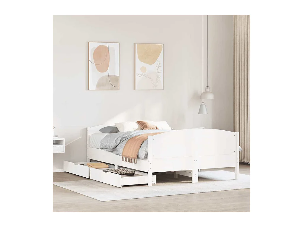 Bedframe zonder matras wit 140x200 cm massief grenenhout