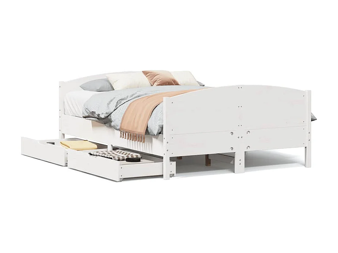 Struttura letto senza materasso bianco 140x200 cm in legno massello di pino