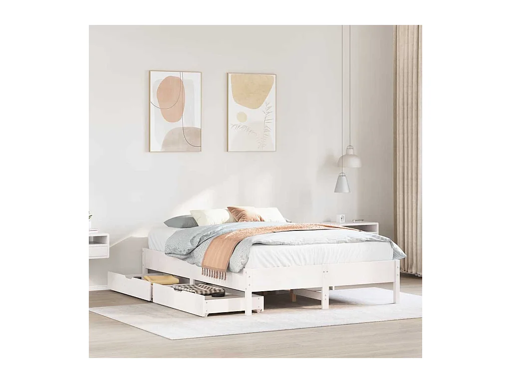 Bedframe zonder matras wit 140x200 cm massief grenenhout