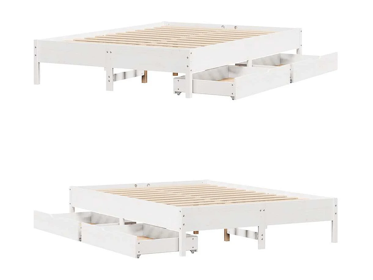 Bedframe zonder matras wit 140x200 cm massief grenenhout