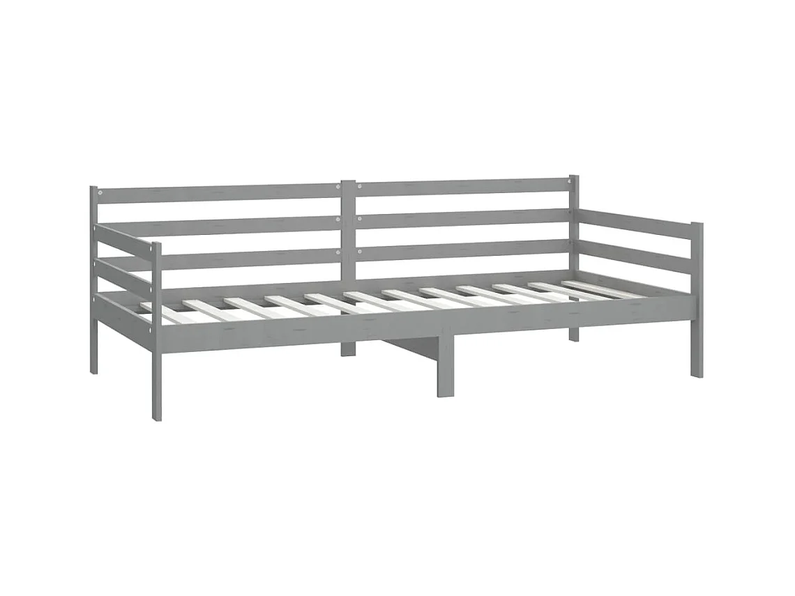 Daybed con colchón 90x200 cm Gris Madera maciza de pino