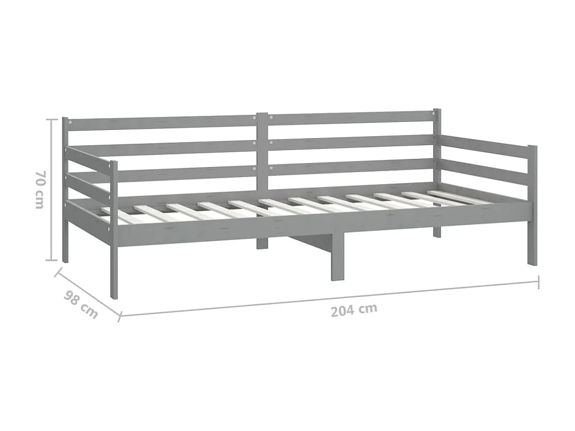 Daybed con colchón 90x200 cm Gris Madera maciza de pino