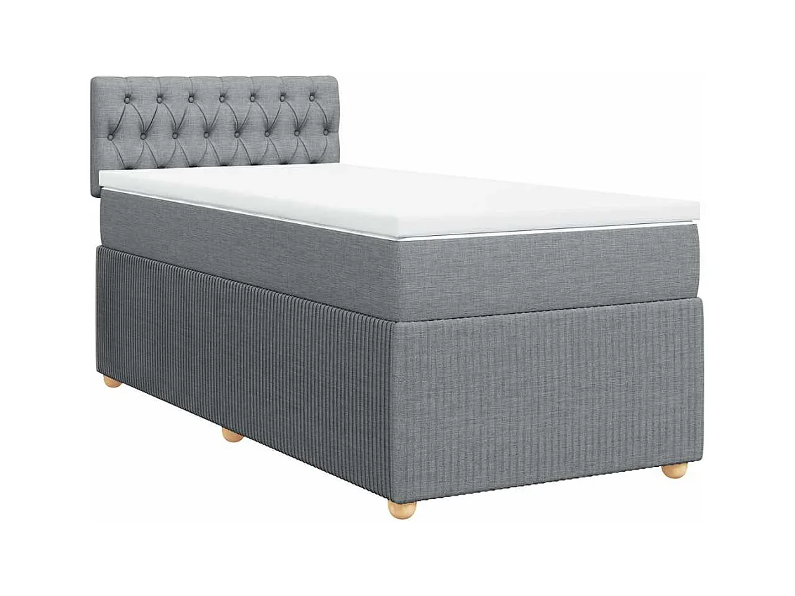 Sommier à lattes de lit avec matelas Gris clair 90x200 cm Tissu