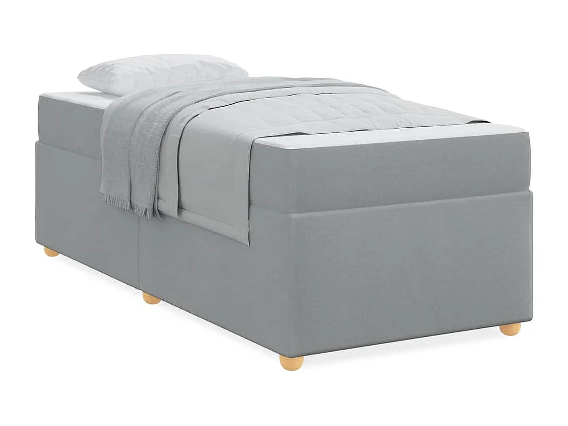 Cadre de lit avec matelas Gris clair 100 x 200 cm tissu