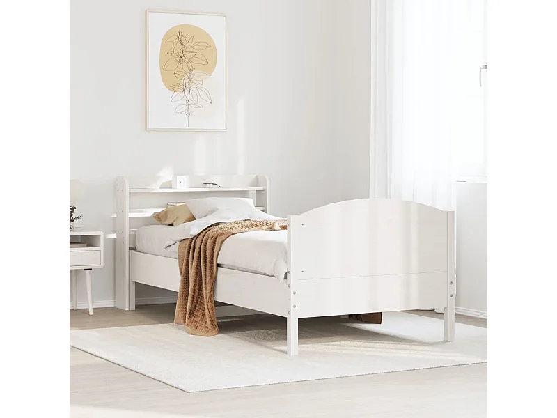 Struttura letto senza materasso bianco 100x200 cm in legno massello di pino
