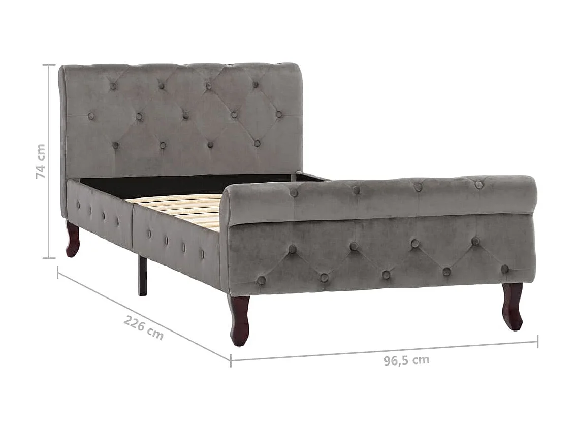Estructura de cama sin colchón Terciopelo Gris 90x200 cm
