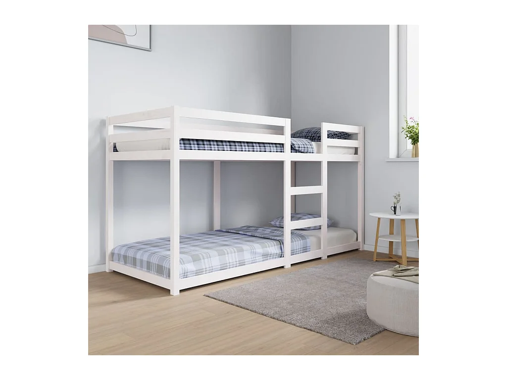Lit superposé sans matelas blanc 80x200 cm bois de pin massif