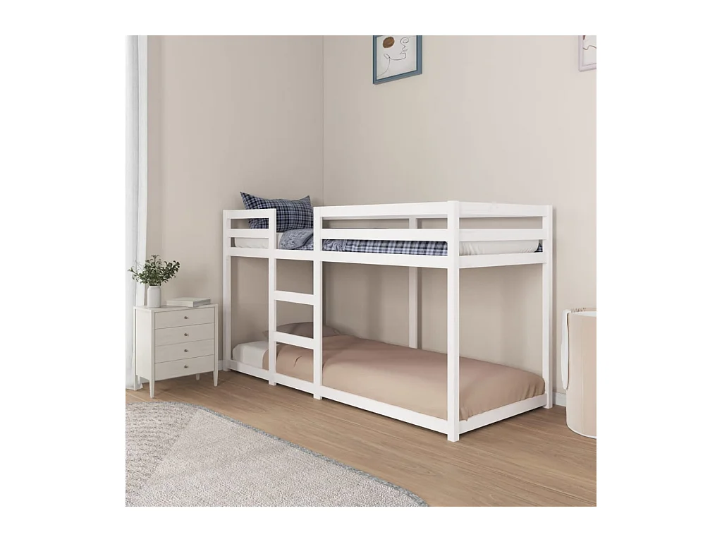 Lit superposé sans matelas blanc 80x200 cm bois de pin massif