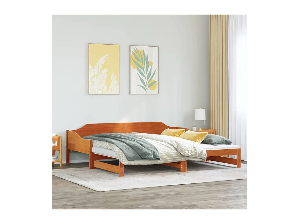 Dagbed en uitschuifbed zonder matras 80x200 cm massief hout