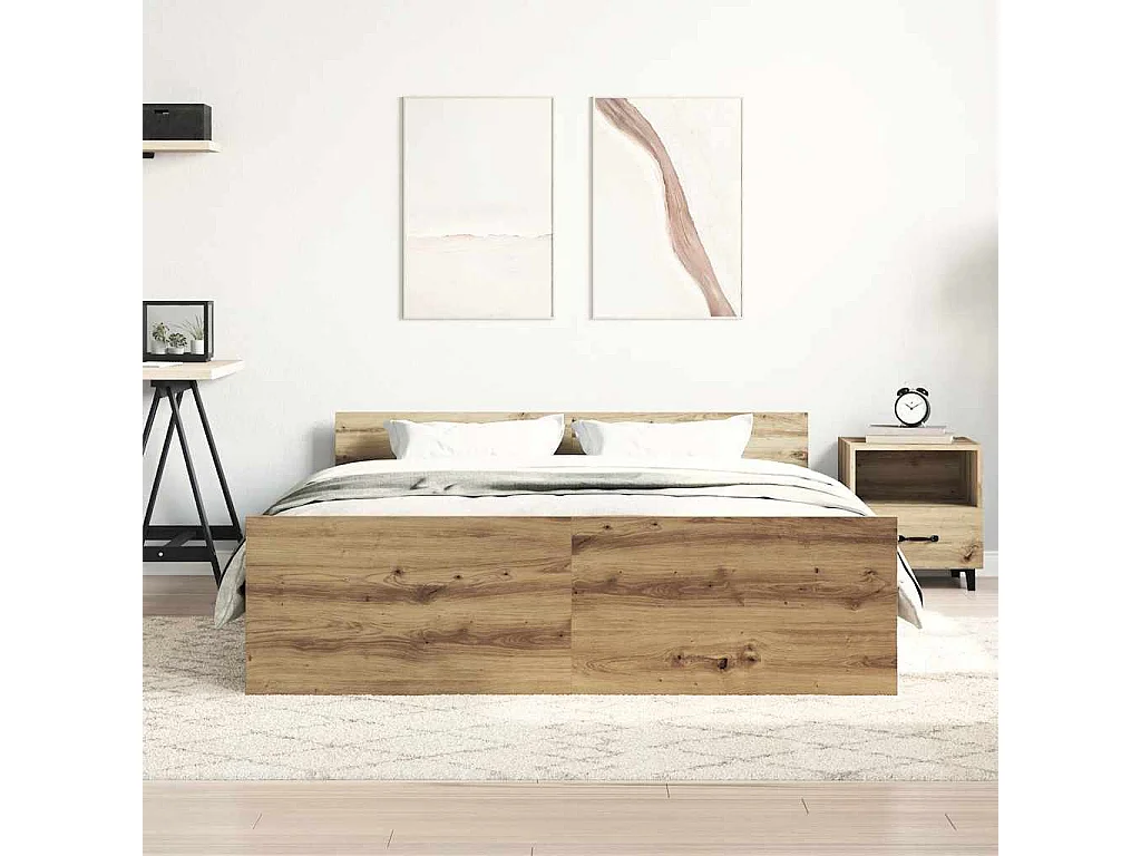 Estructura de cama sin colchón, roble artesanal, 140x190 cm