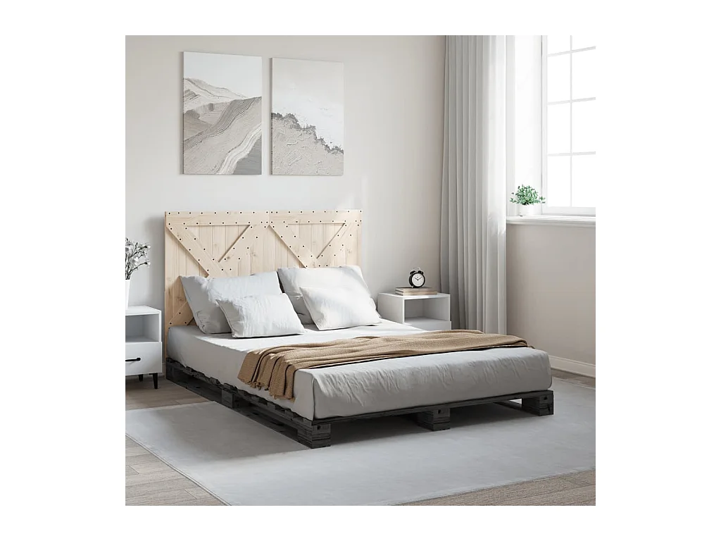 Estructura de cama sin colchón gris 140x200 cm madera maciza de pino