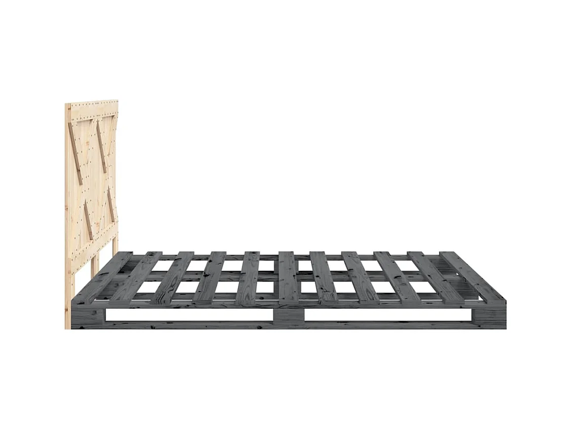 Estructura de cama sin colchón gris 140x200 cm madera maciza de pino