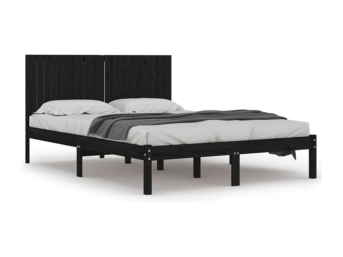 Bedframe zonder matras zwart 200x200 cm massief grenenhout