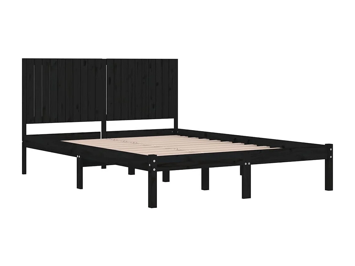 Bedframe zonder matras zwart 200x200 cm massief grenenhout