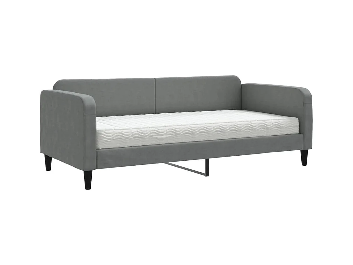 Lit de jour avec matelas gris foncé 90x200 cm tissu