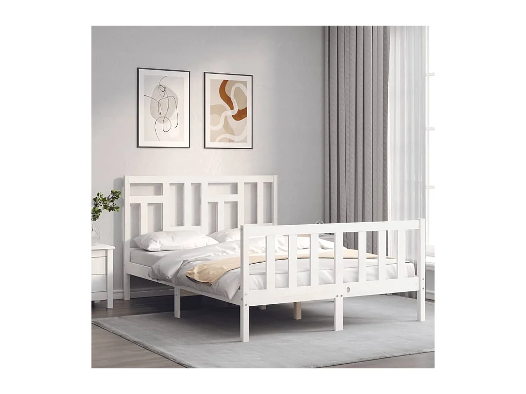 Bedframe zonder matras wit massief grenenhout