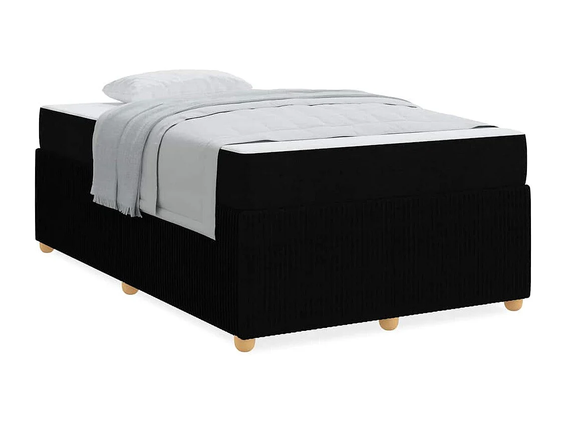 Estructura de cama con colchón con colchón Tela negra 120 x 200 cm