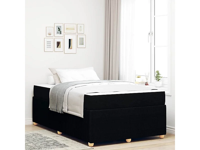 Estructura de cama con colchón con colchón Tela negra 120 x 200 cm