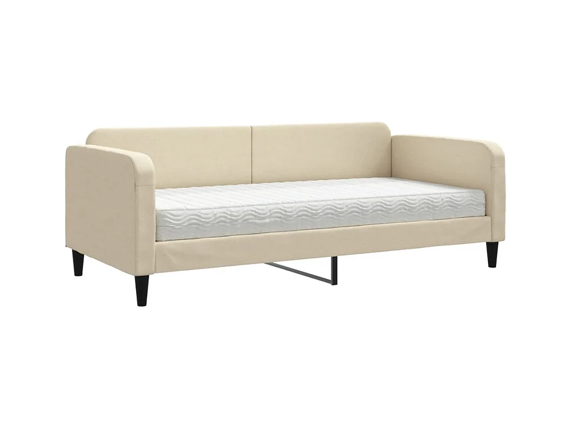 Lit de jour avec matelas crème 90x200 cm tissu