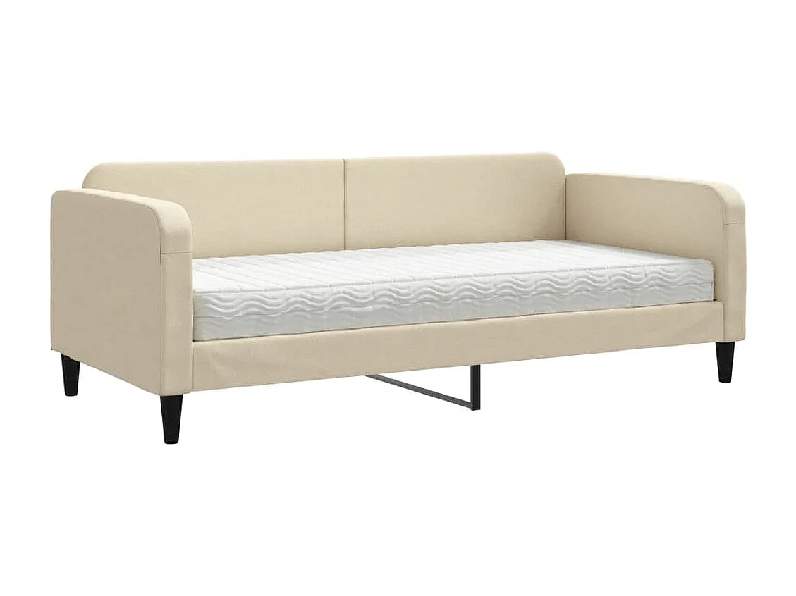 Lit de jour avec matelas crème 90x200 cm tissu