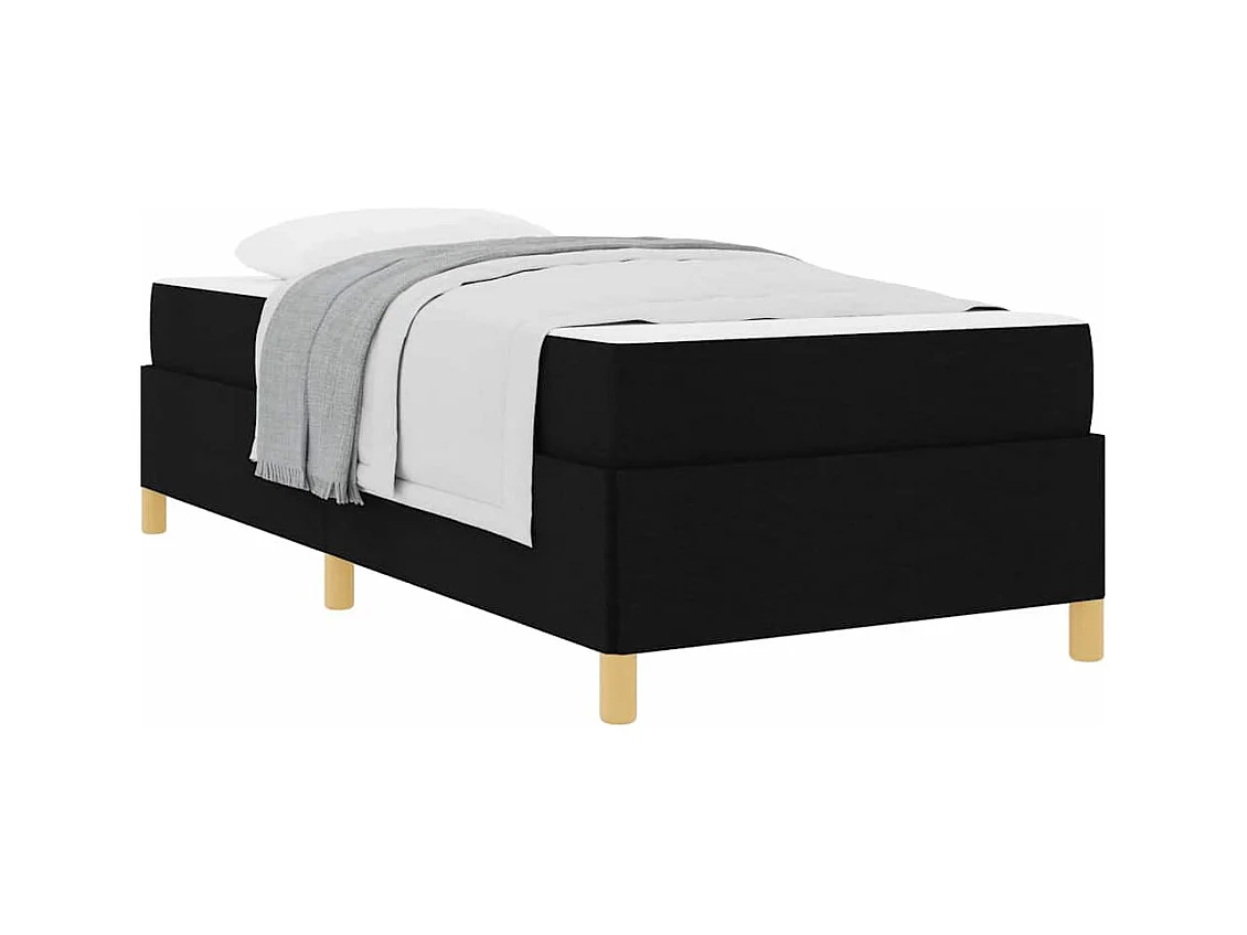 Letto a molle con materasso in tessuto bianco e nero 90 x 200 cm
