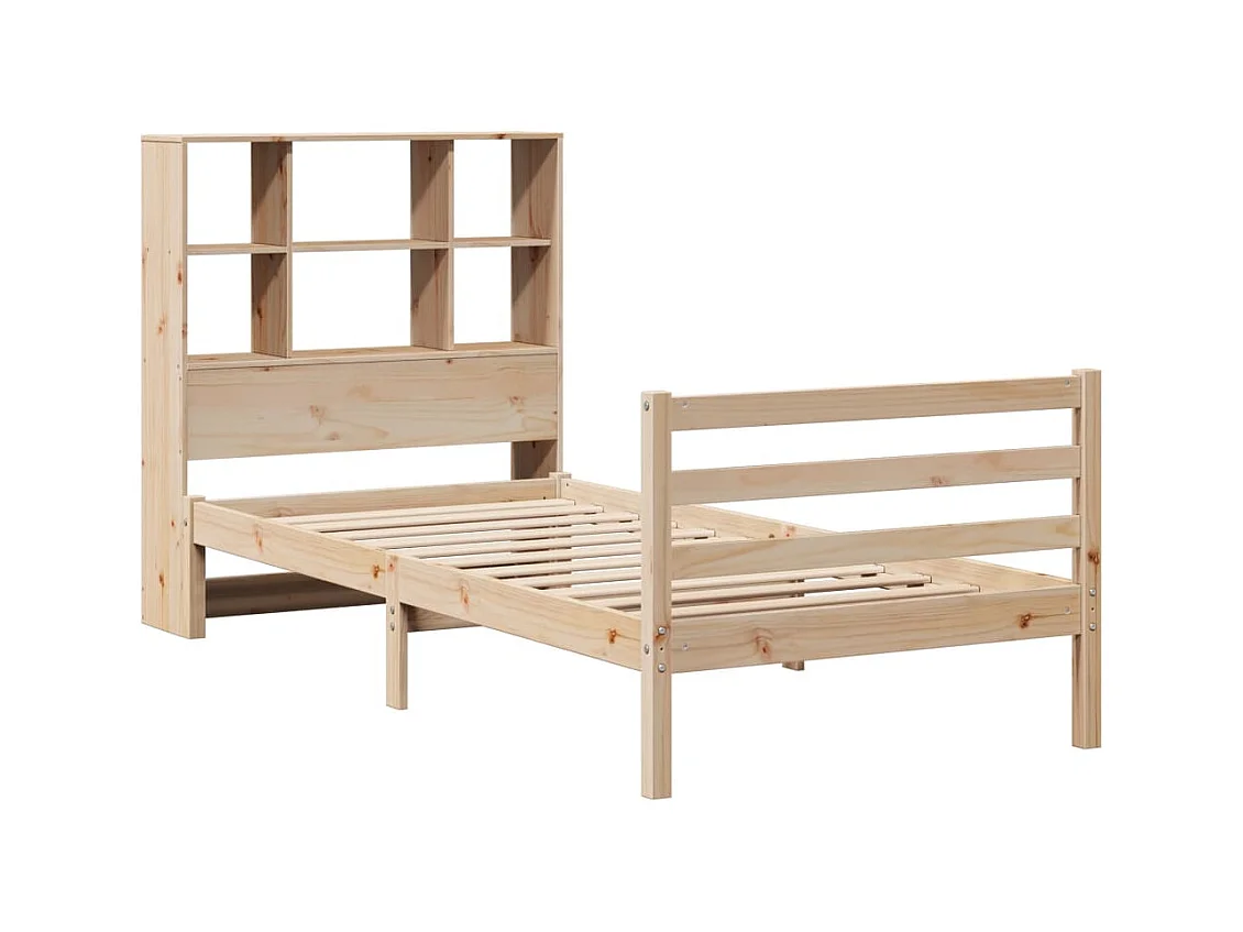 Lit bibliothèque sans matelas 90x200 cm bois de pin massif