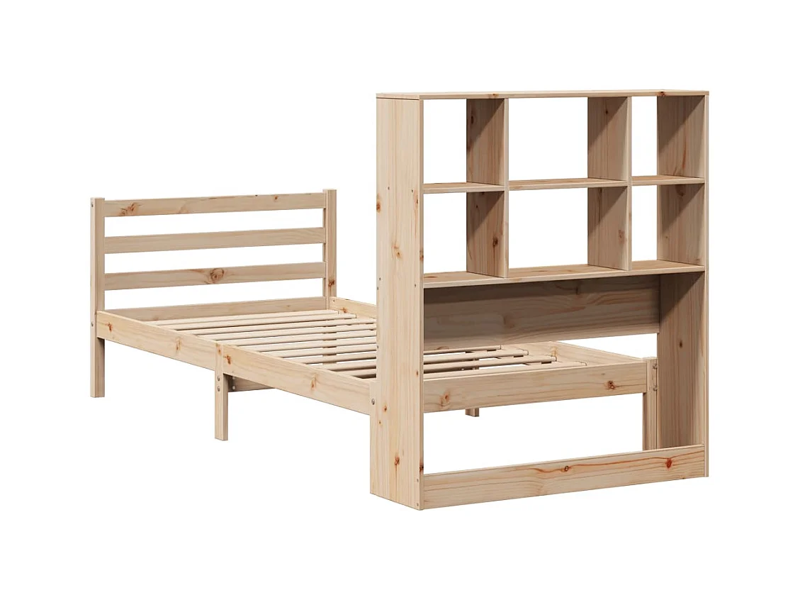 Lit bibliothèque sans matelas 90x200 cm bois de pin massif
