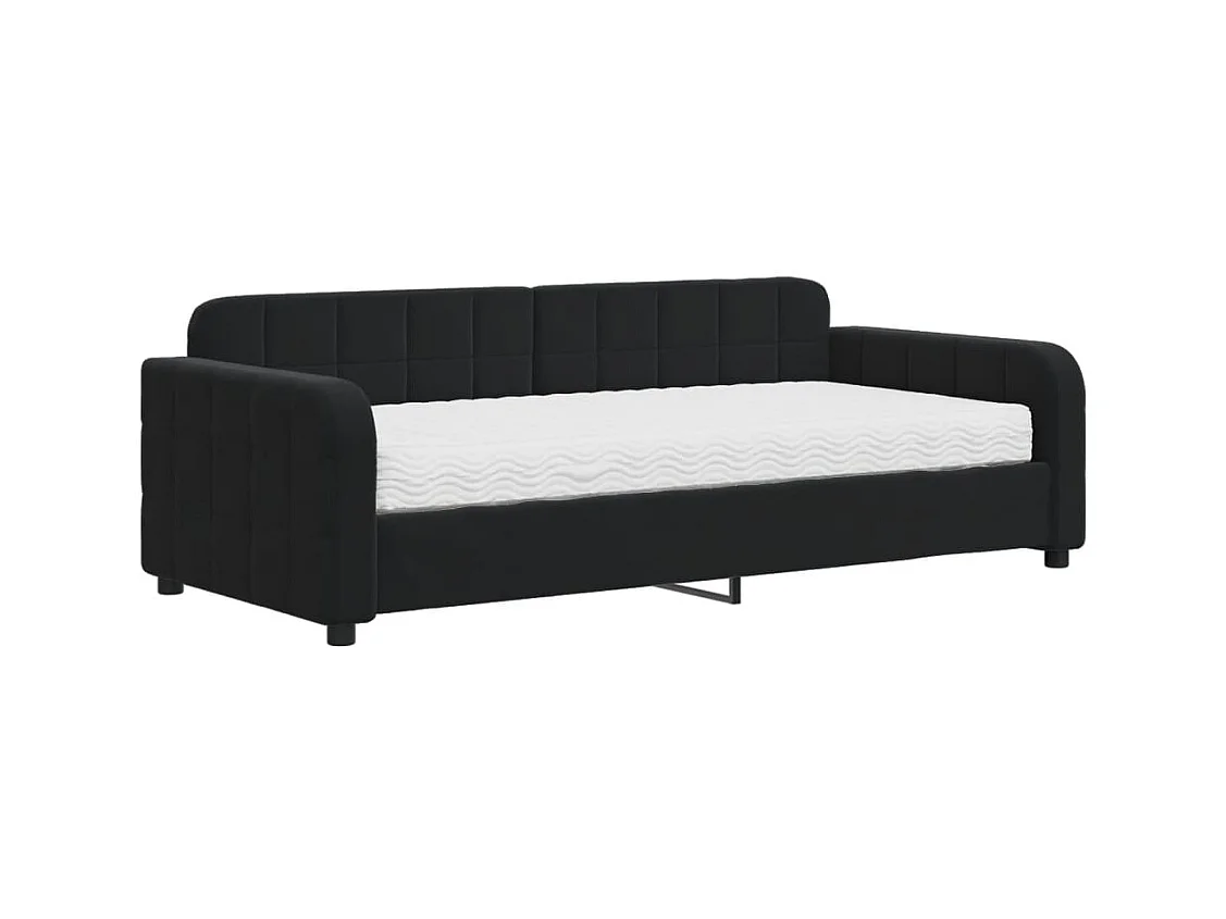 Divano letto con materasso in velluto nero 90x190 cm