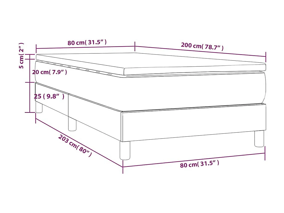 Lattenbodem met matras Lichtgrijs 80x200 cm Stof