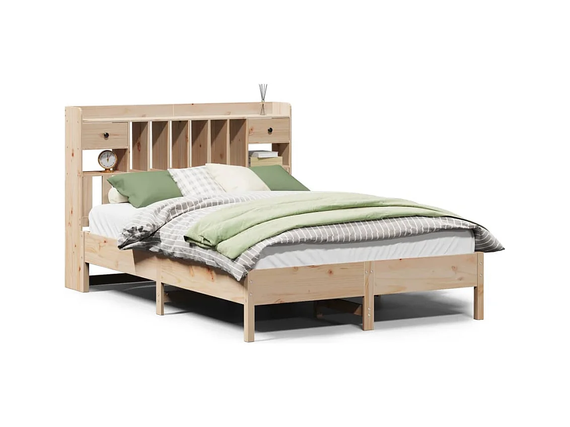Cama biblioteca sin colchón 140x190 cm madera maciza de pino