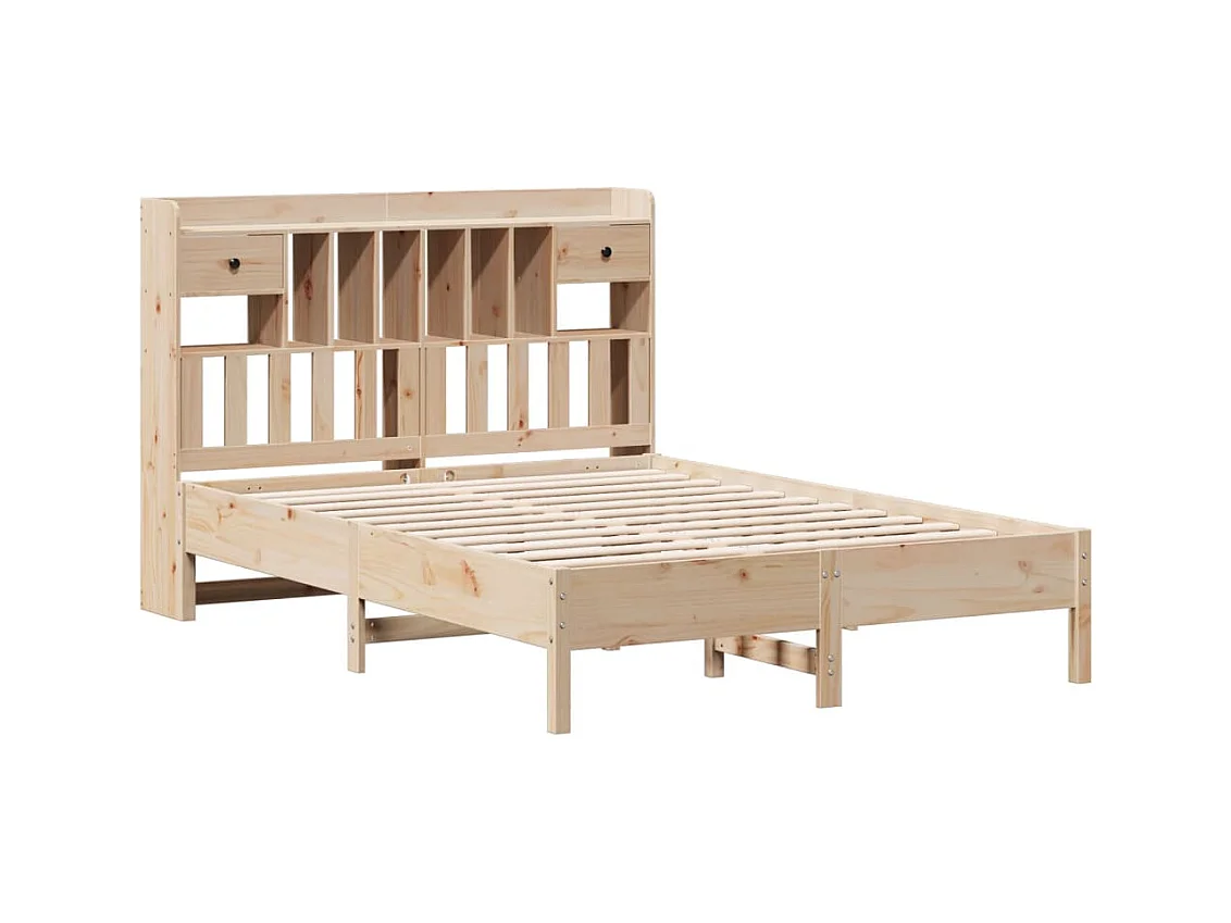 Cama biblioteca sin colchón 140x190 cm madera maciza de pino