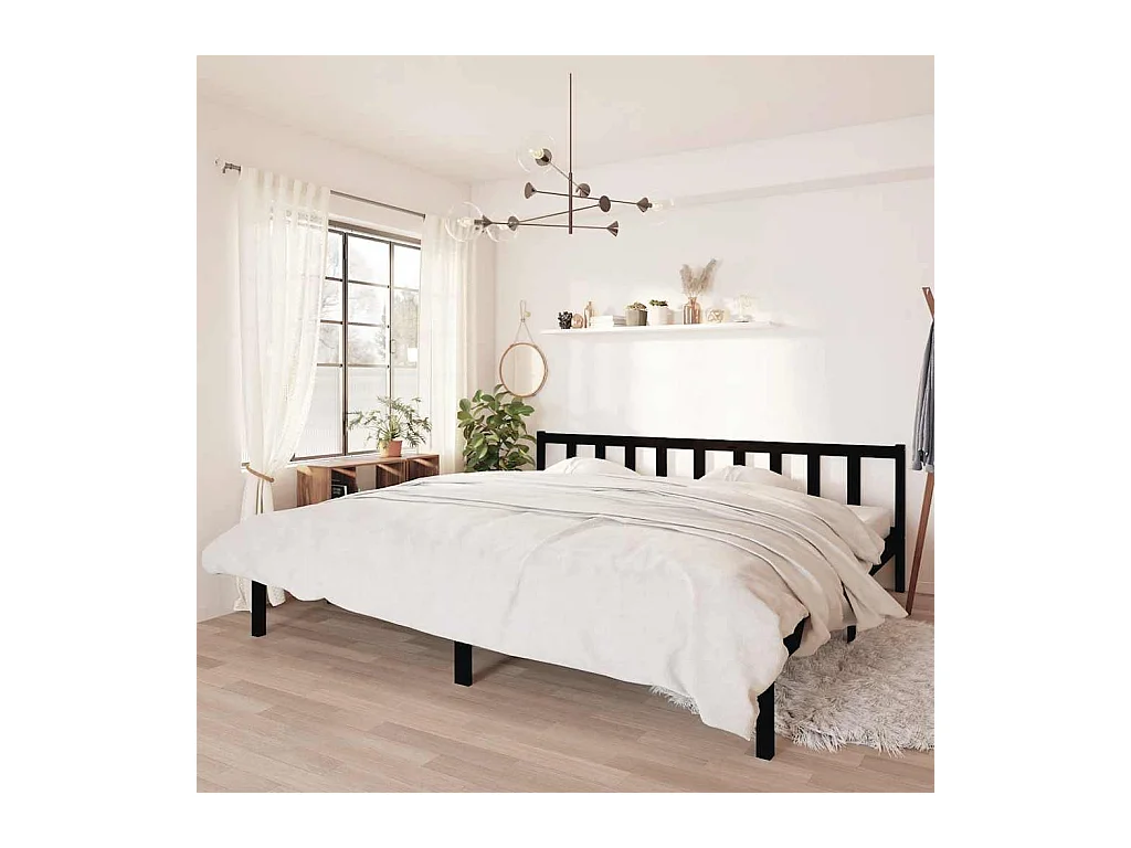 Struttura letto senza materasso in legno massello nero 200x200 cm