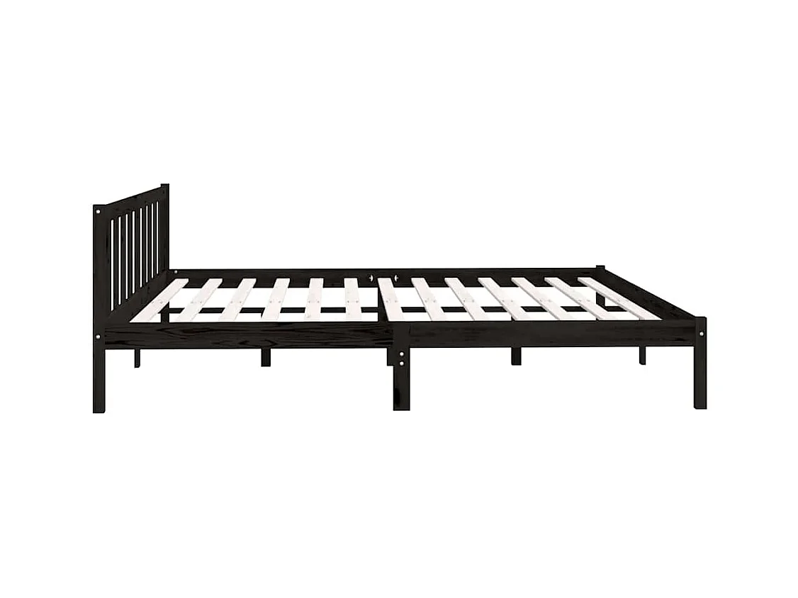 Struttura letto senza materasso in legno massello nero 200x200 cm
