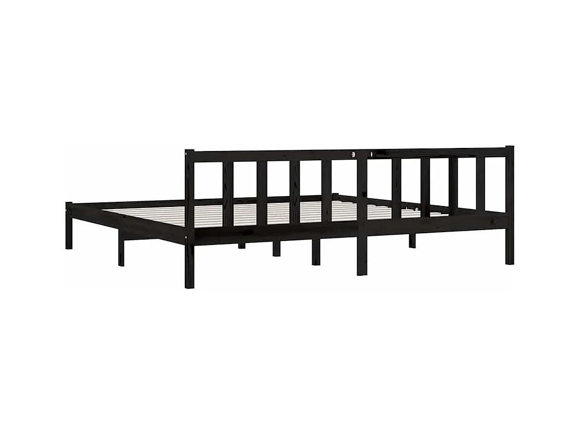 Struttura letto senza materasso in legno massello nero 200x200 cm