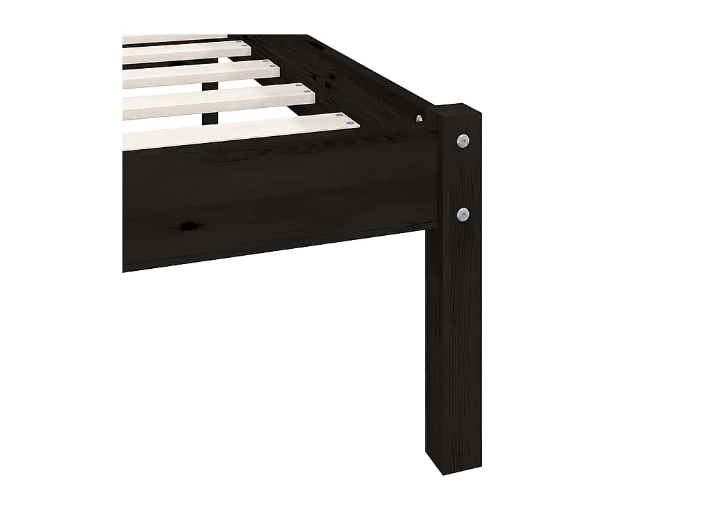 Struttura letto senza materasso in legno massello nero 200x200 cm