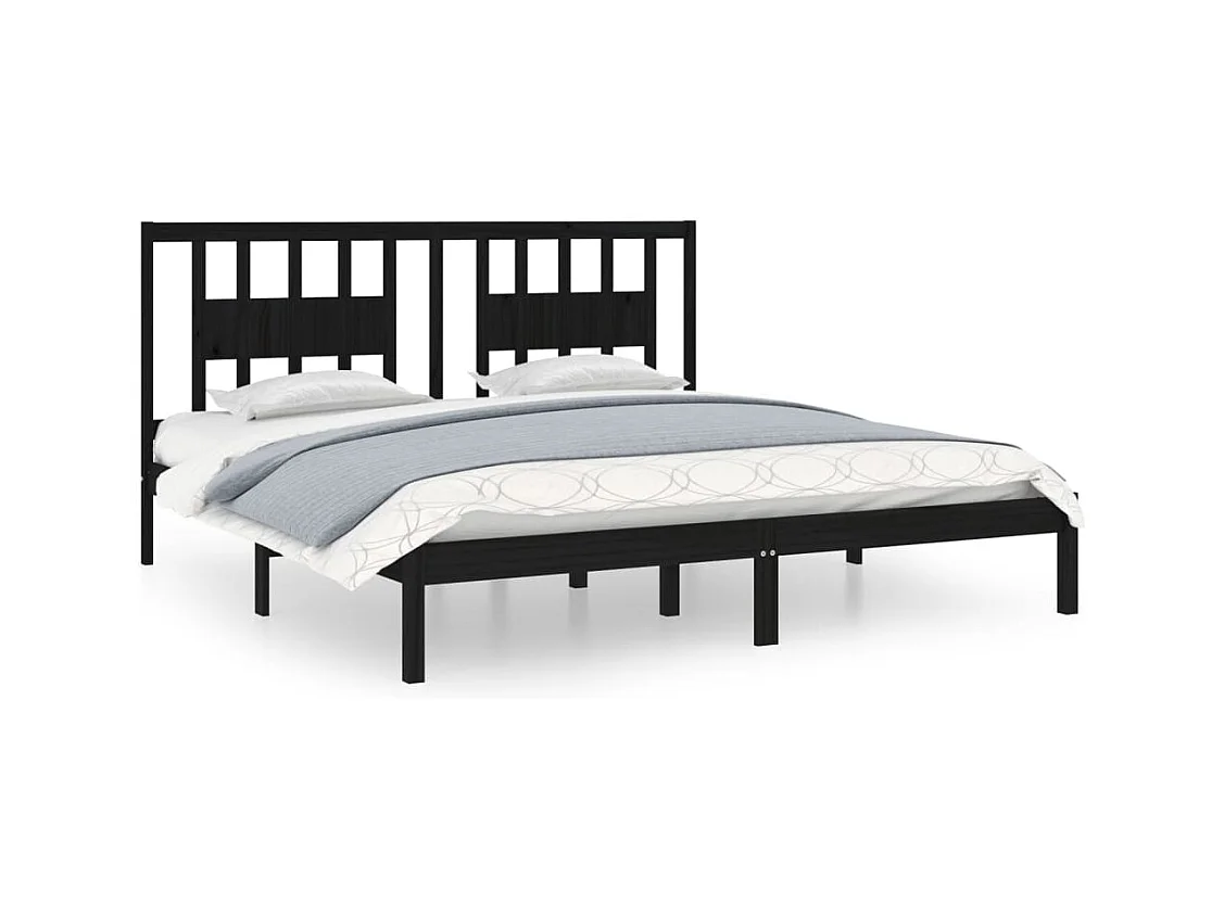 Struttura letto senza materasso in legno massello nero 200x200 cm