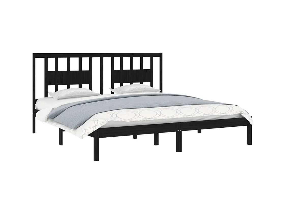 Struttura letto senza materasso in legno massello nero 200x200 cm