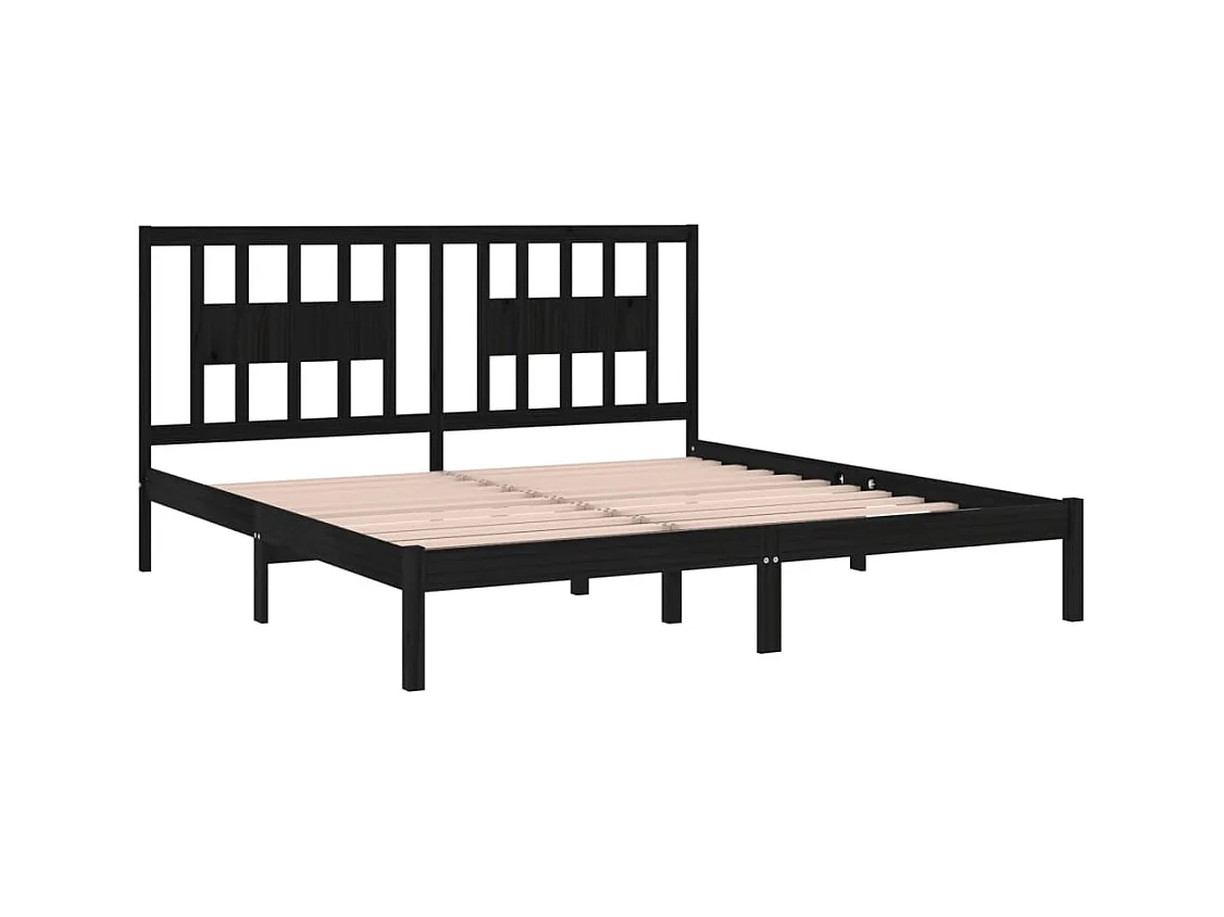 Struttura letto senza materasso in legno massello nero 200x200 cm