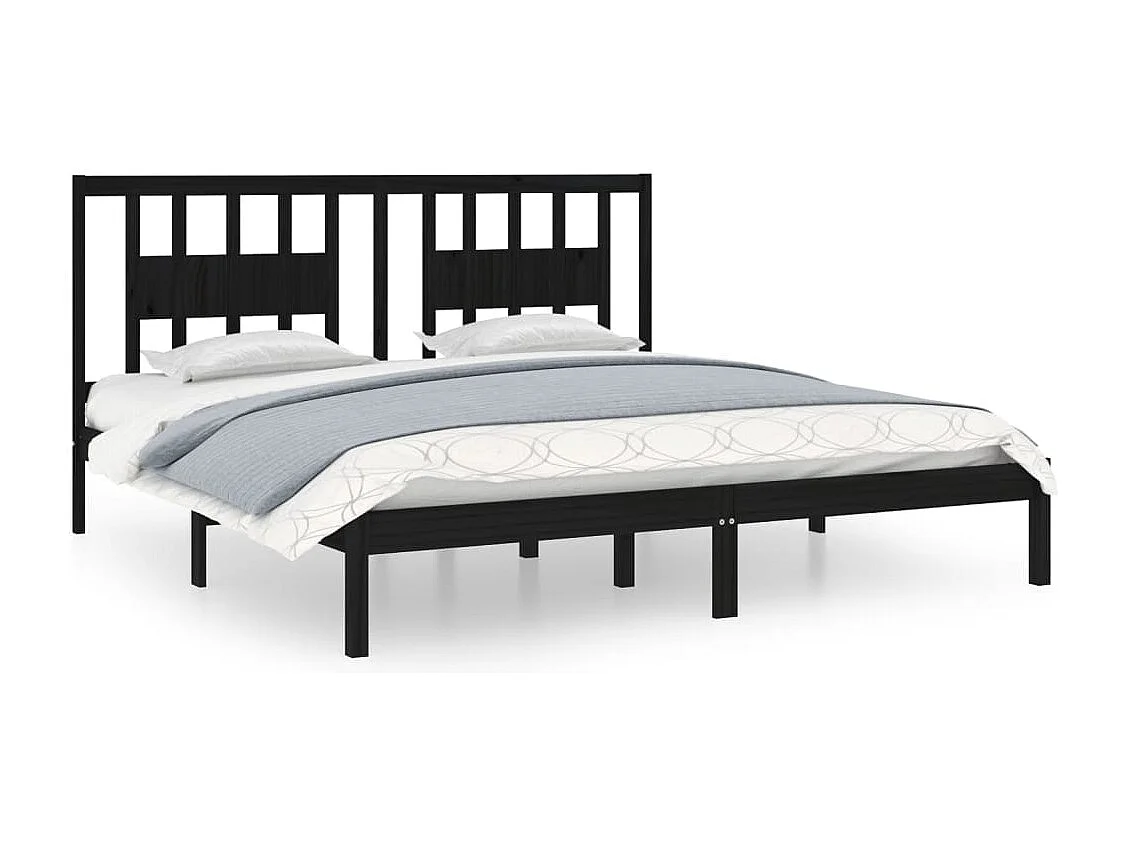 Cadre de lit sans matelas noir bois massif 200x200 cm