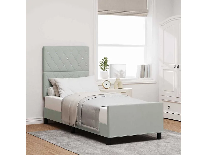 Bedframe met hoofdbord Lichtgrijs 80 x 200 cm Fluweel