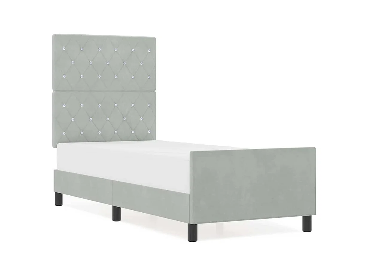 Bedframe met hoofdbord Lichtgrijs 80 x 200 cm Fluweel